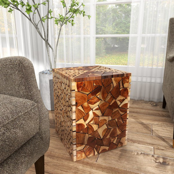 Millwood Pines Obrien 18'' Tall Solid Wood Block End Table Wayfair
